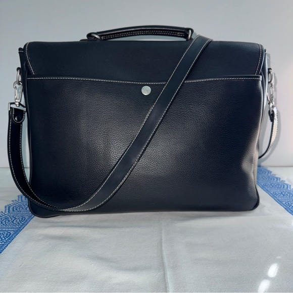 Esprit Vintage Messenger Bag Black Leather Crossbody Briefcase Commuter Gift - Picture 5 of 15